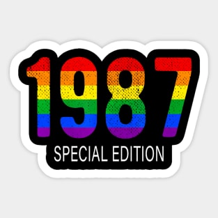 1987 Lgbt Birthday Rainbow Pride Lgbt Equality Sticker